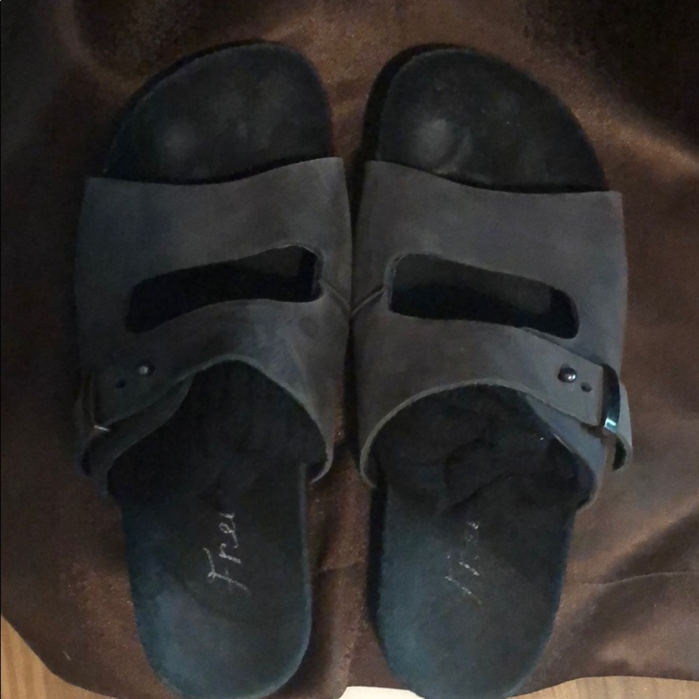 Free People leather flat slide sandals - Picture 5 of 9